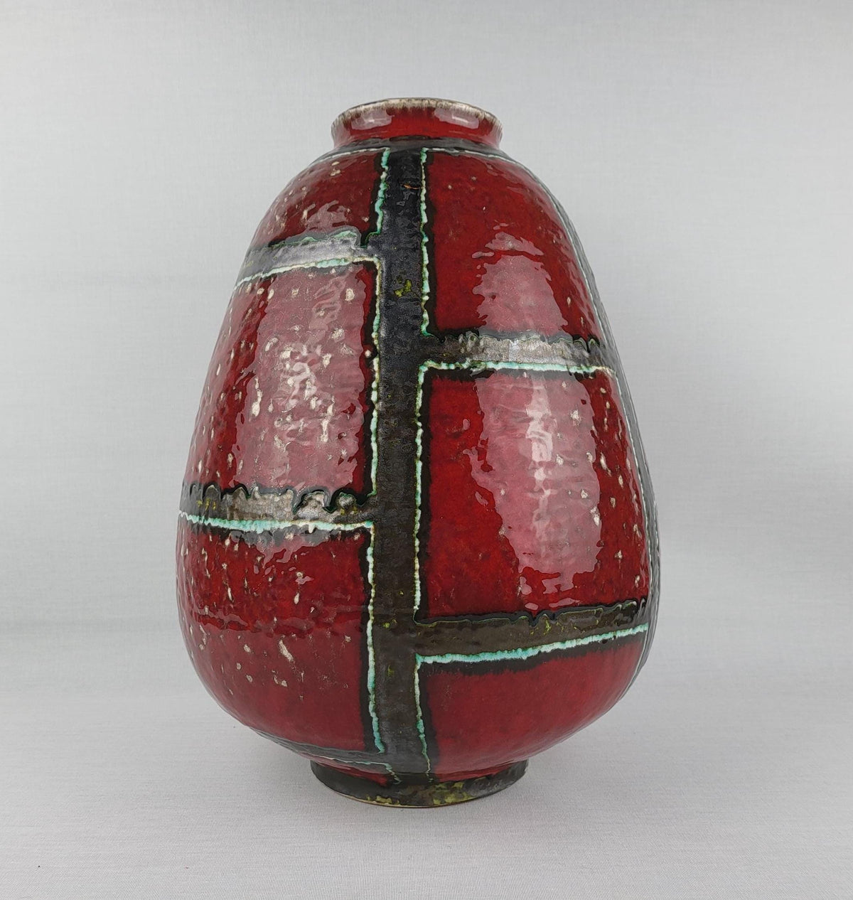 Vintage CARSTENS KERAMIK Floor Vase with "Glitter" Decor West German Pottery 1960s