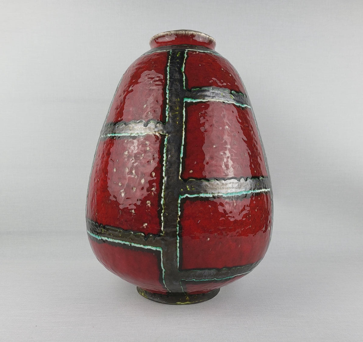 Vintage CARSTENS KERAMIK Floor Vase with "Glitter" Decor West German Pottery 1960s