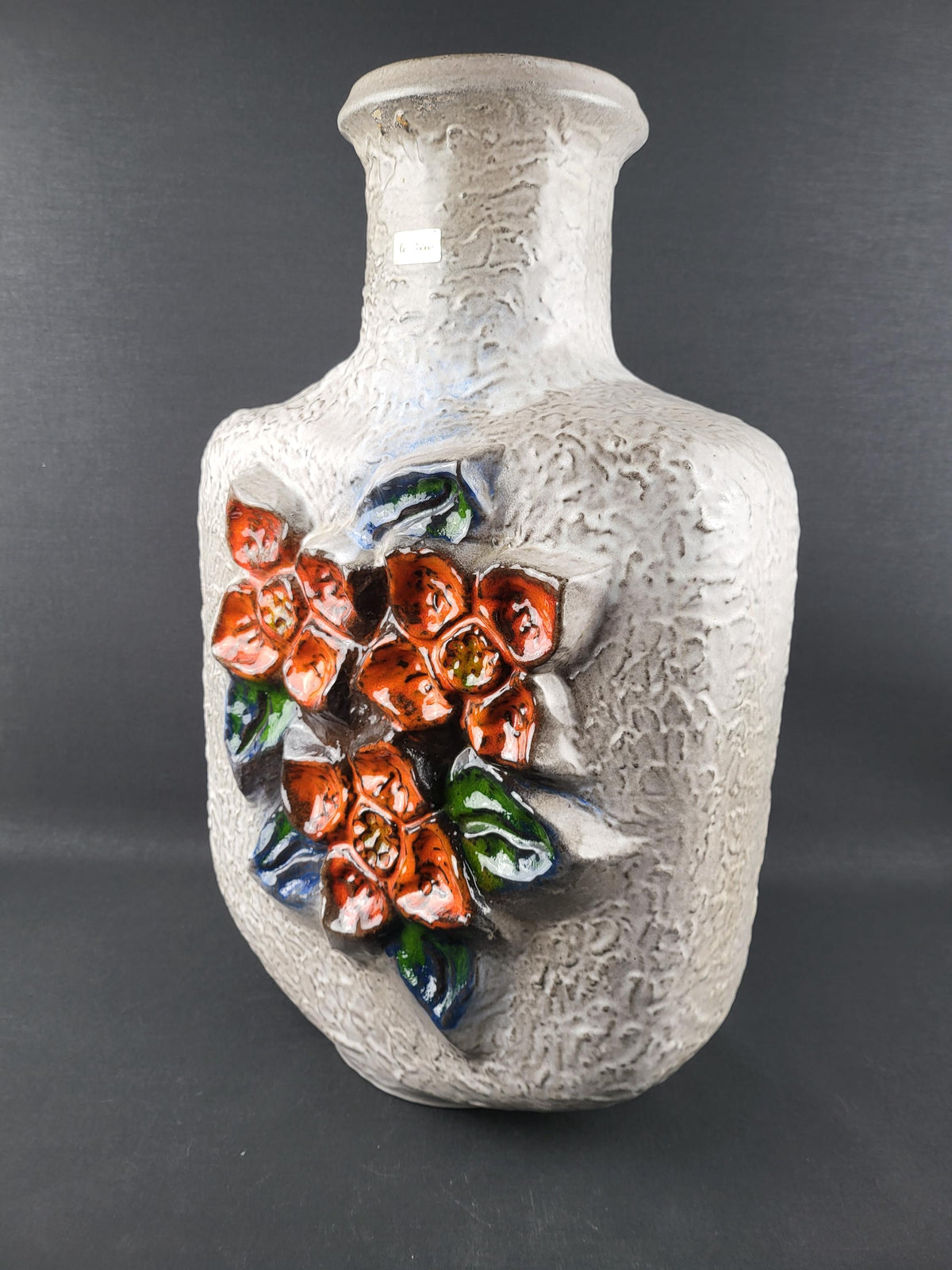 Vintage CARSTENS KERAMIK XXL Floor Vase with Flower Decor 1960s West German Pottery