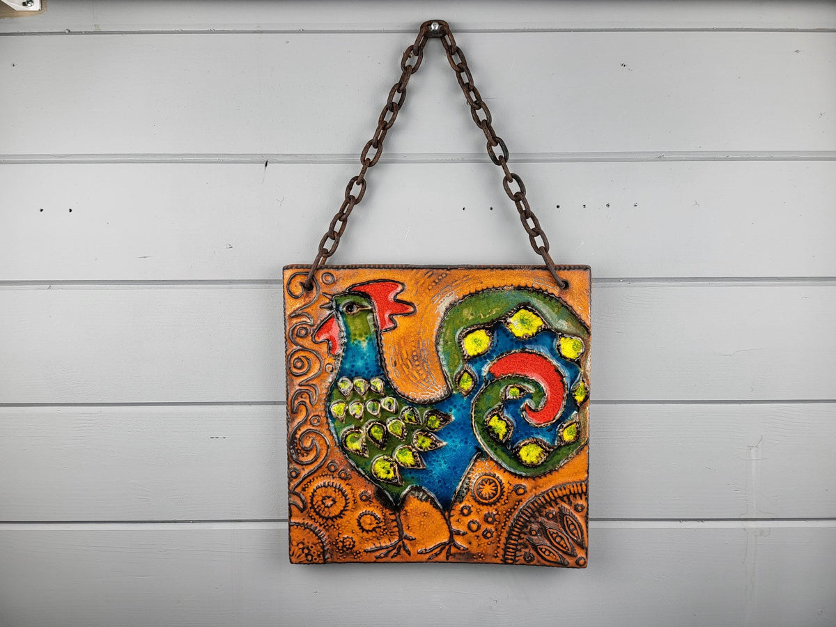 Vintage CARSTENS Wall Plate with Rooster Decor West German Pottery 1960s