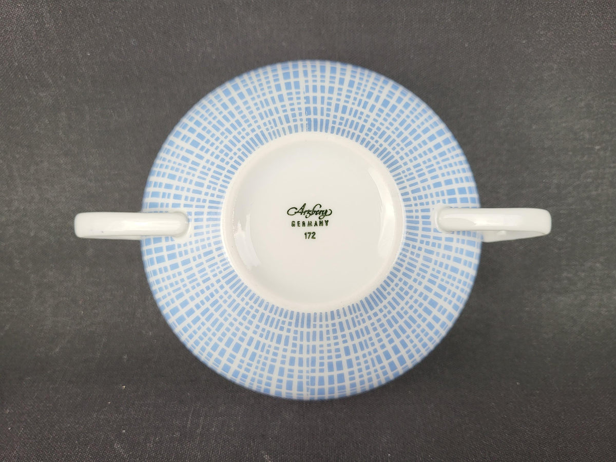 Vintage Porzellanfabrik Arzberg "Azurblau" Soup Bowl Set by Heinrich Löffelhardt West Germany 1950s