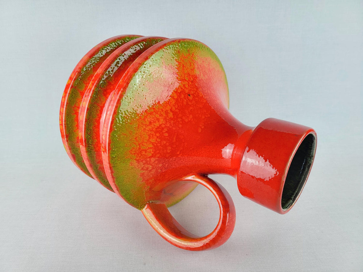 Vintage FOHR KERAMIK Reddish Orange Vase 432 30 West German Pottery 1970s