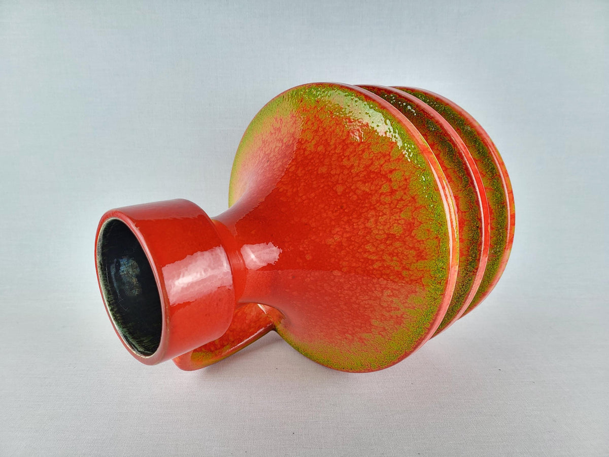 Vintage FOHR KERAMIK Reddish Orange Vase 432 30 West German Pottery 1970s