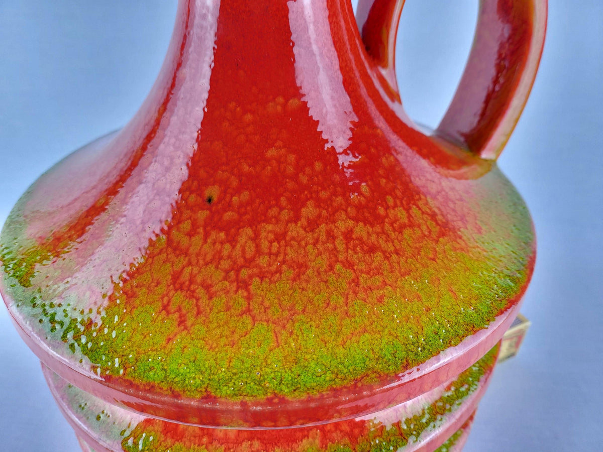 Vintage FOHR KERAMIK Reddish Orange Vase 432 30 West German Pottery 1970s