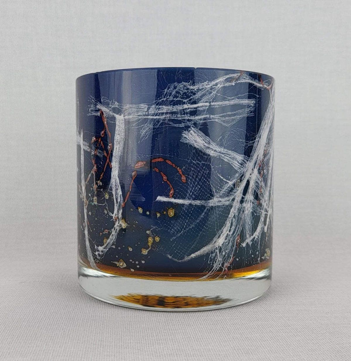 Rare Vintage JAROMÍR ŠPAČEK Sommerso Art Glass Vase with Metal & Fiber Inclusions, Czechoslovakia 1960s