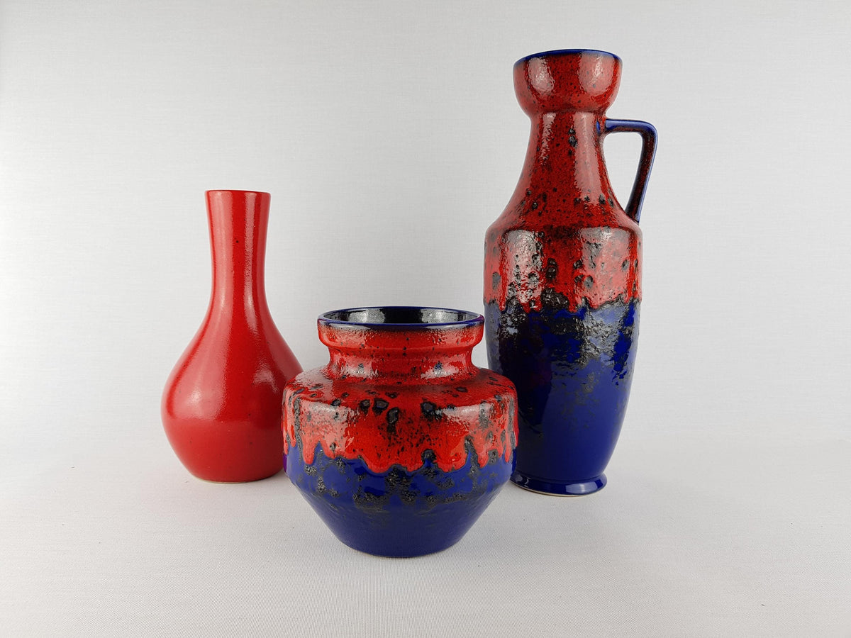 Vintage DÜMLER & BREIDEN Set of 3 Keramik Vases 1970's West German Pottery