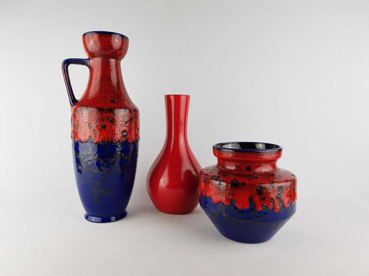 Vintage DÜMLER & BREIDEN Set of 3 Keramik Vases 1970's West German Pottery