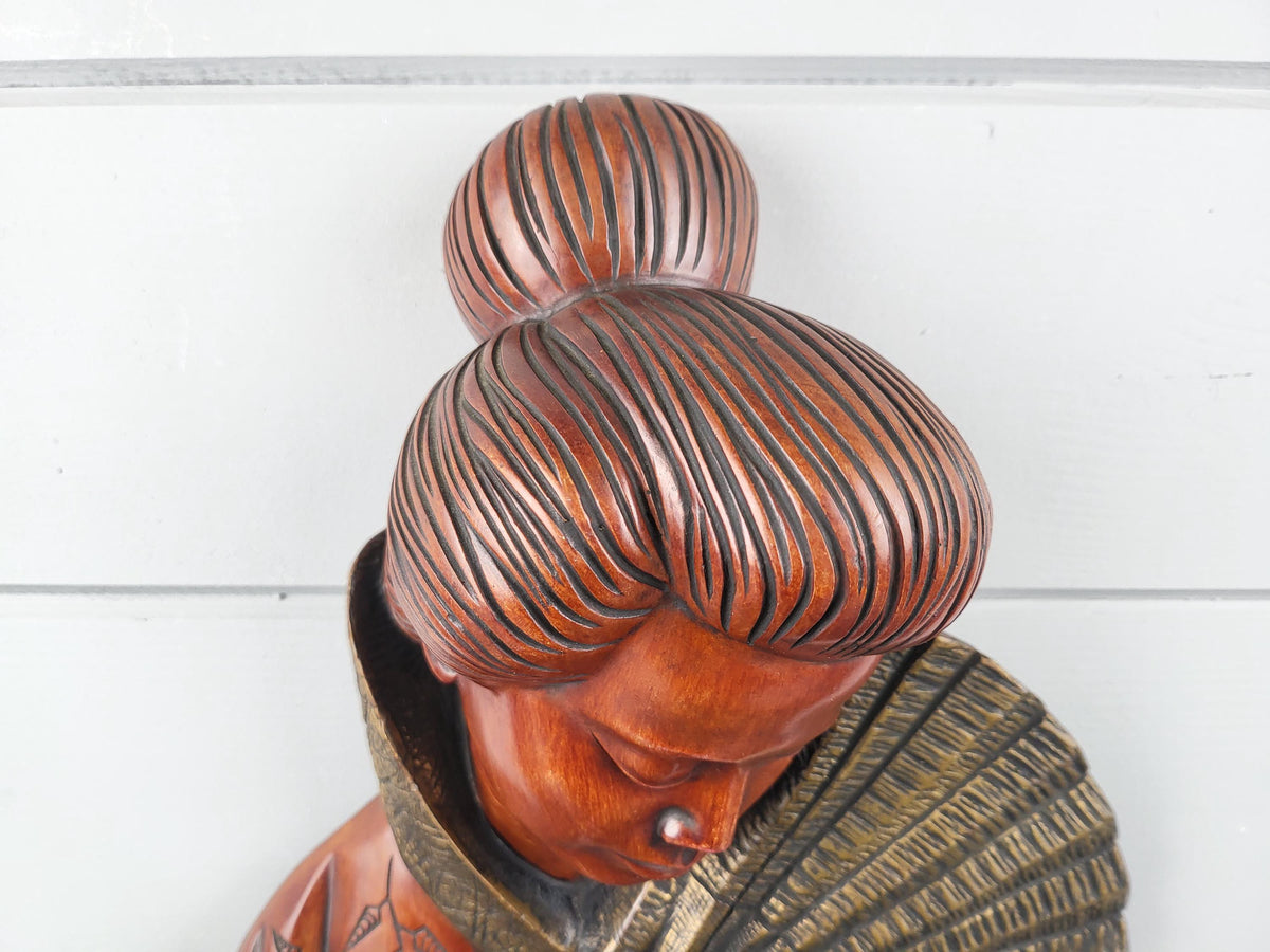 Vintage ACHATIT WERKSTÄTTEN Asian Lady Wall Mask By Hans Schirmer from West Germany 1950s