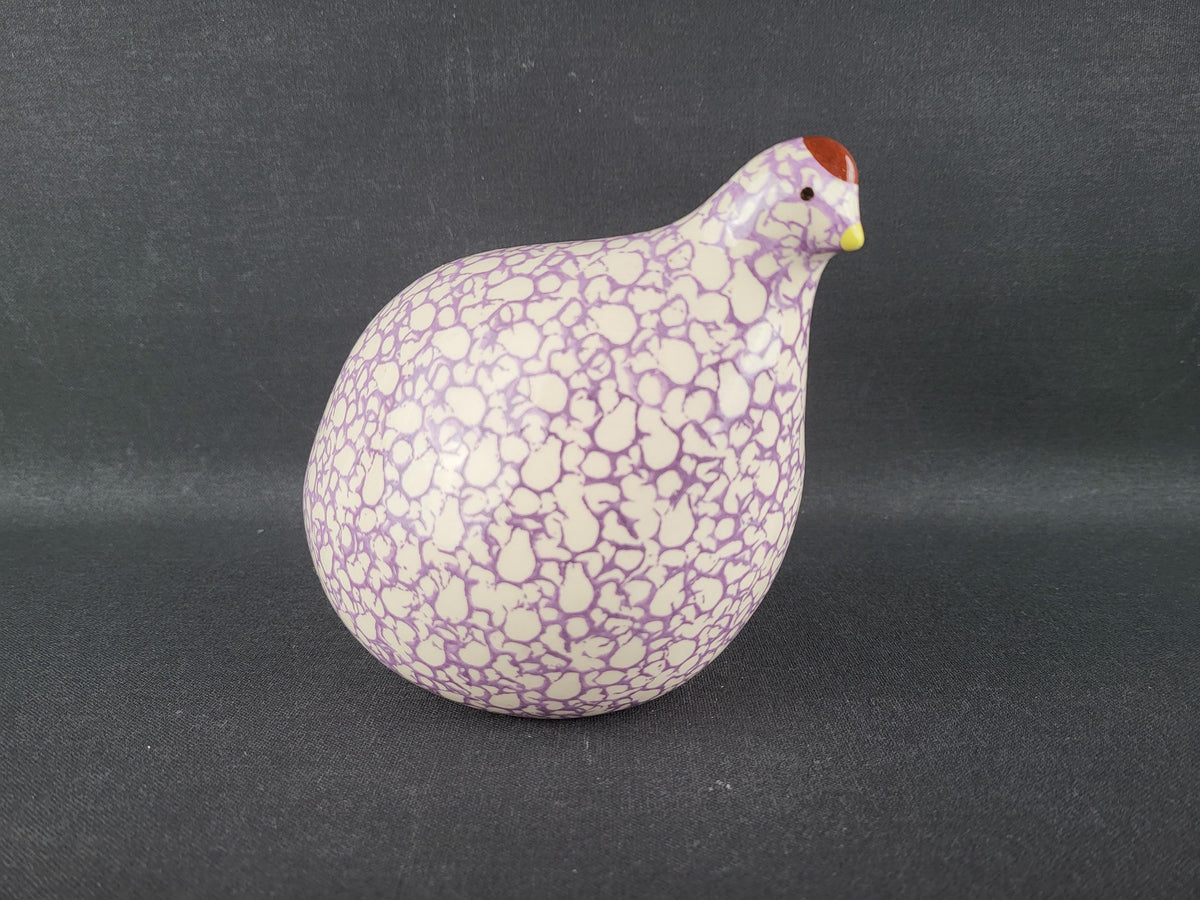 Vintage HEIDI CAILLARD La Pintade Quail White Pink Ceramic Bird Les Céramiques de Lussan France 1970's