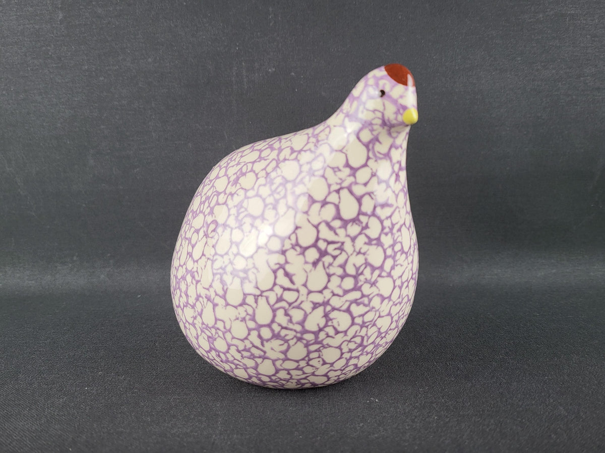 Vintage HEIDI CAILLARD La Pintade Quail White Pink Ceramic Bird Les Céramiques de Lussan France 1970's