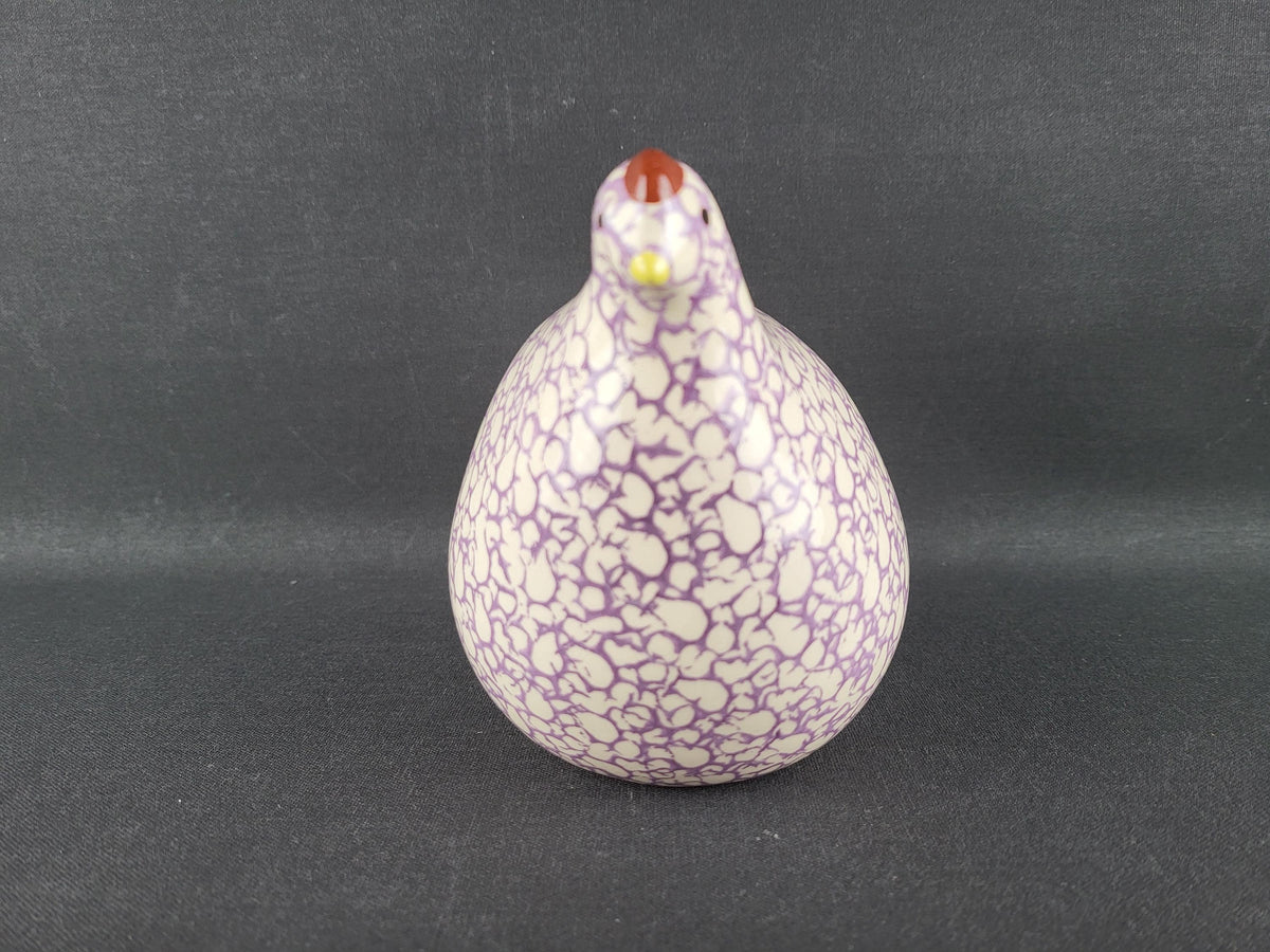 Vintage HEIDI CAILLARD La Pintade Quail White Pink Ceramic Bird Les Céramiques de Lussan France 1970's