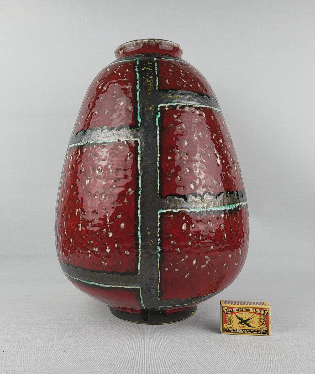 Vintage CARSTENS KERAMIK Floor Vase with "Glitter" Decor West German Pottery 1960s