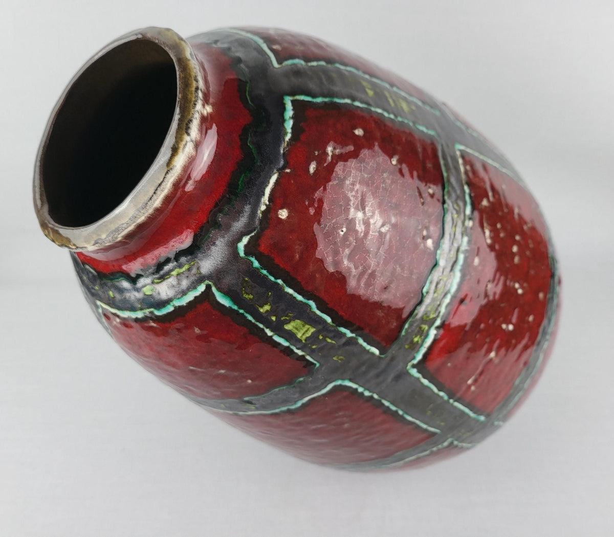 Vintage CARSTENS KERAMIK Floor Vase with "Glitter" Decor West German Pottery 1960s