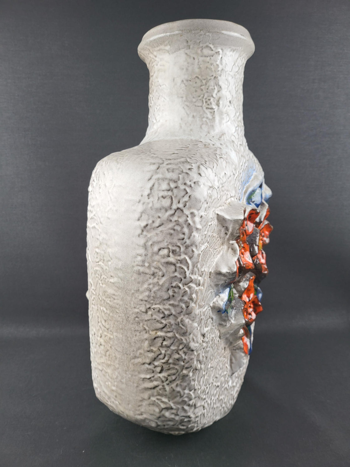 Vintage CARSTENS KERAMIK XXL Floor Vase with Flower Decor 1960s West German Pottery