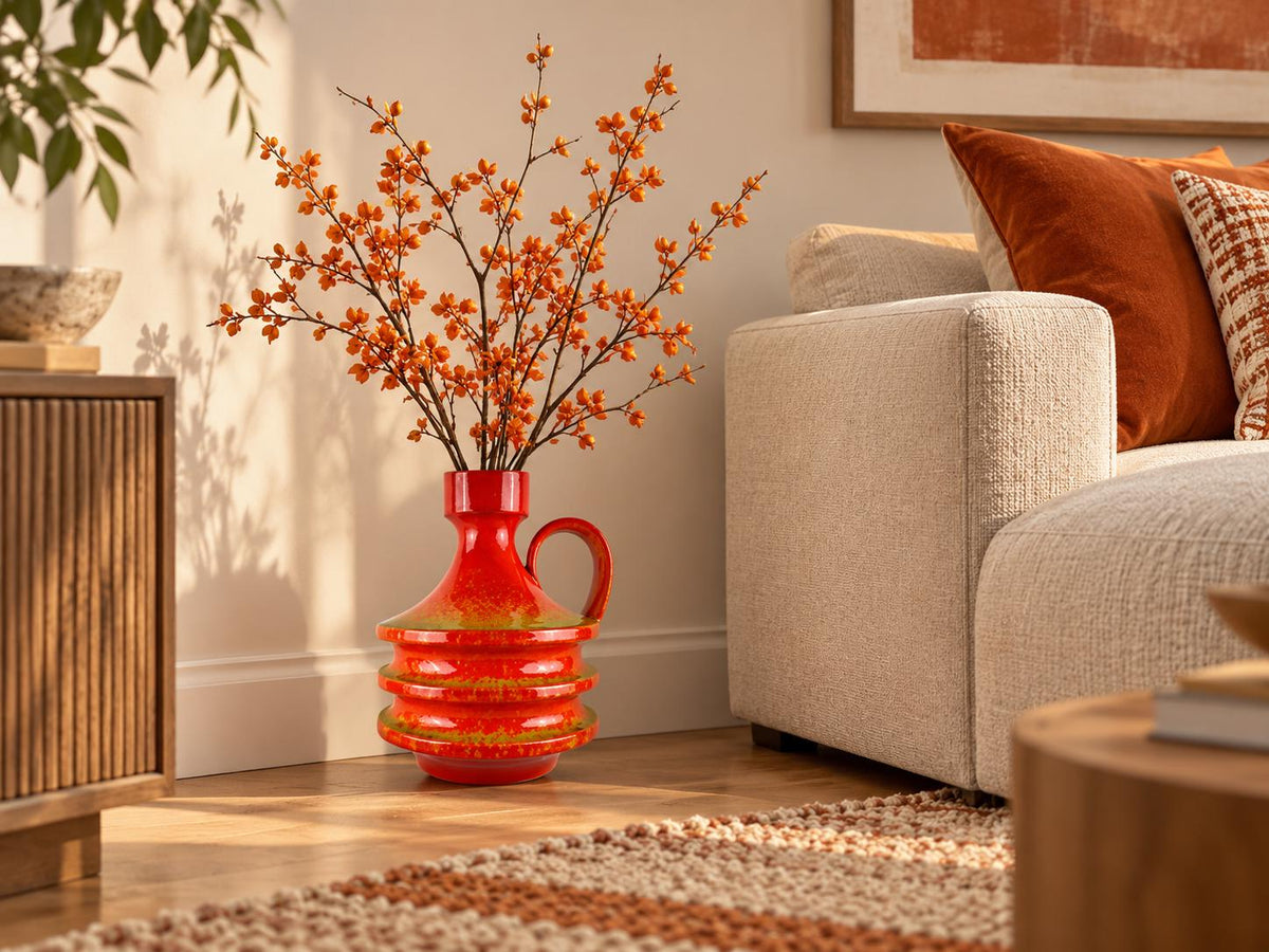 Vintage FOHR KERAMIK Reddish Orange Vase 432 30 West German Pottery 1970s