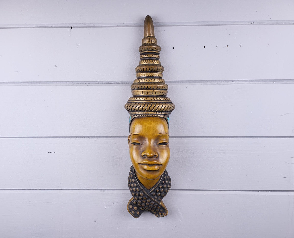 Vintage ACHATIT WERKSTÄTTEN Asian Lady Wall Mask 6055 By Hans Schirmer from West Germany 1950s 1960s