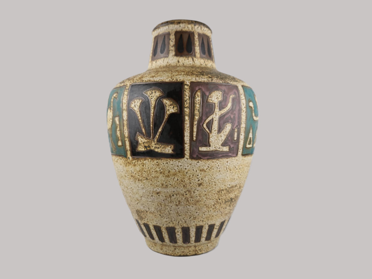 Vintage CERAMANO XL Floor Vase with Amon decor 161 West German Pottery 1960s