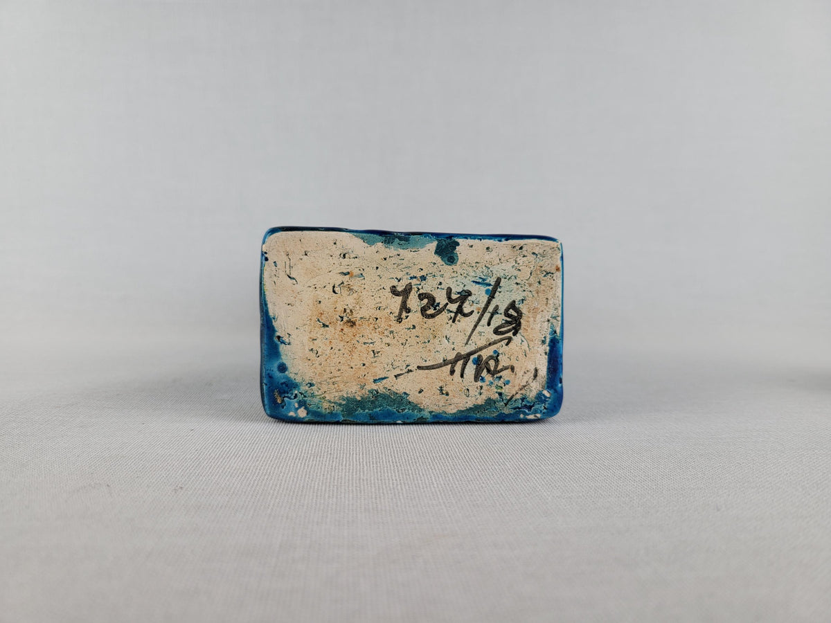 Vintage BITOSSI Rimini Blu Rectangular Vase by Aldo Londi Italian Pottery 1960s