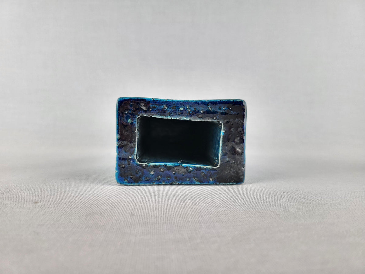 Vintage BITOSSI Rimini Blu Rectangular Vase by Aldo Londi Italian Pottery 1960s