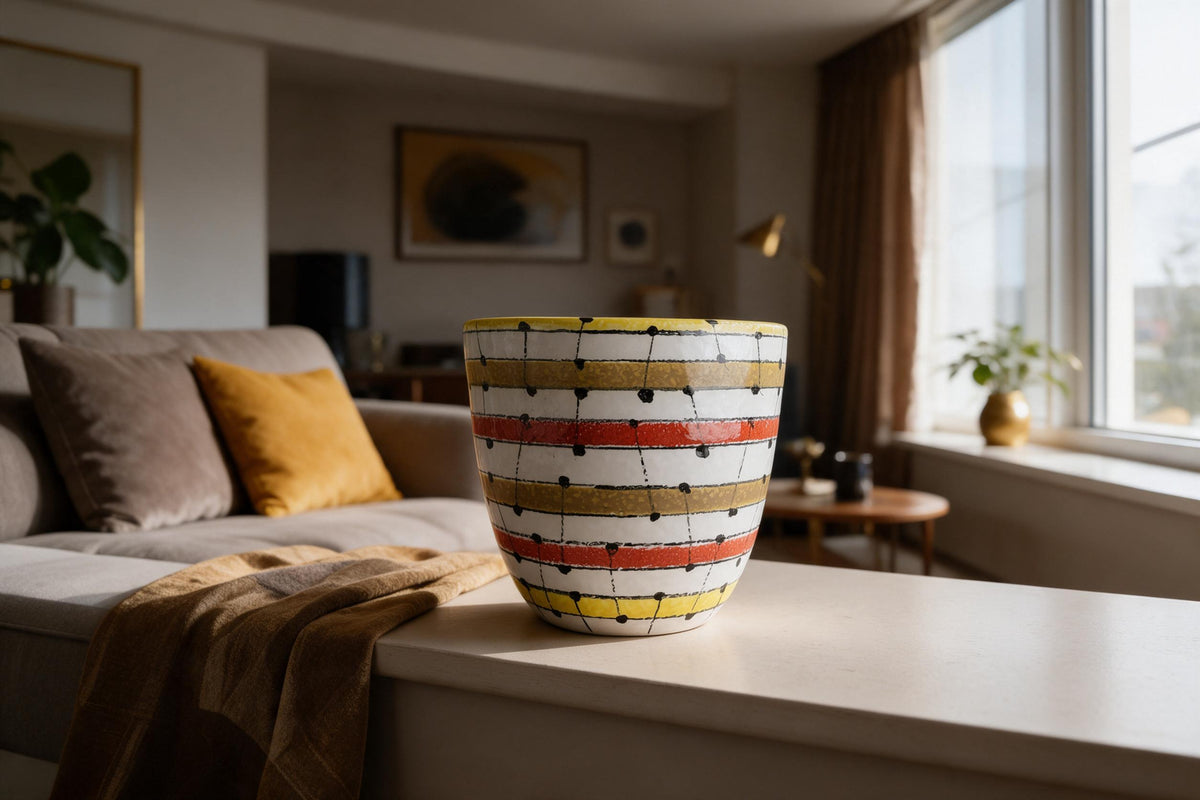 Vintage BITOSSI Italian Ceramic Planter by Aldo Londi Geometric Decor Italy 1960s