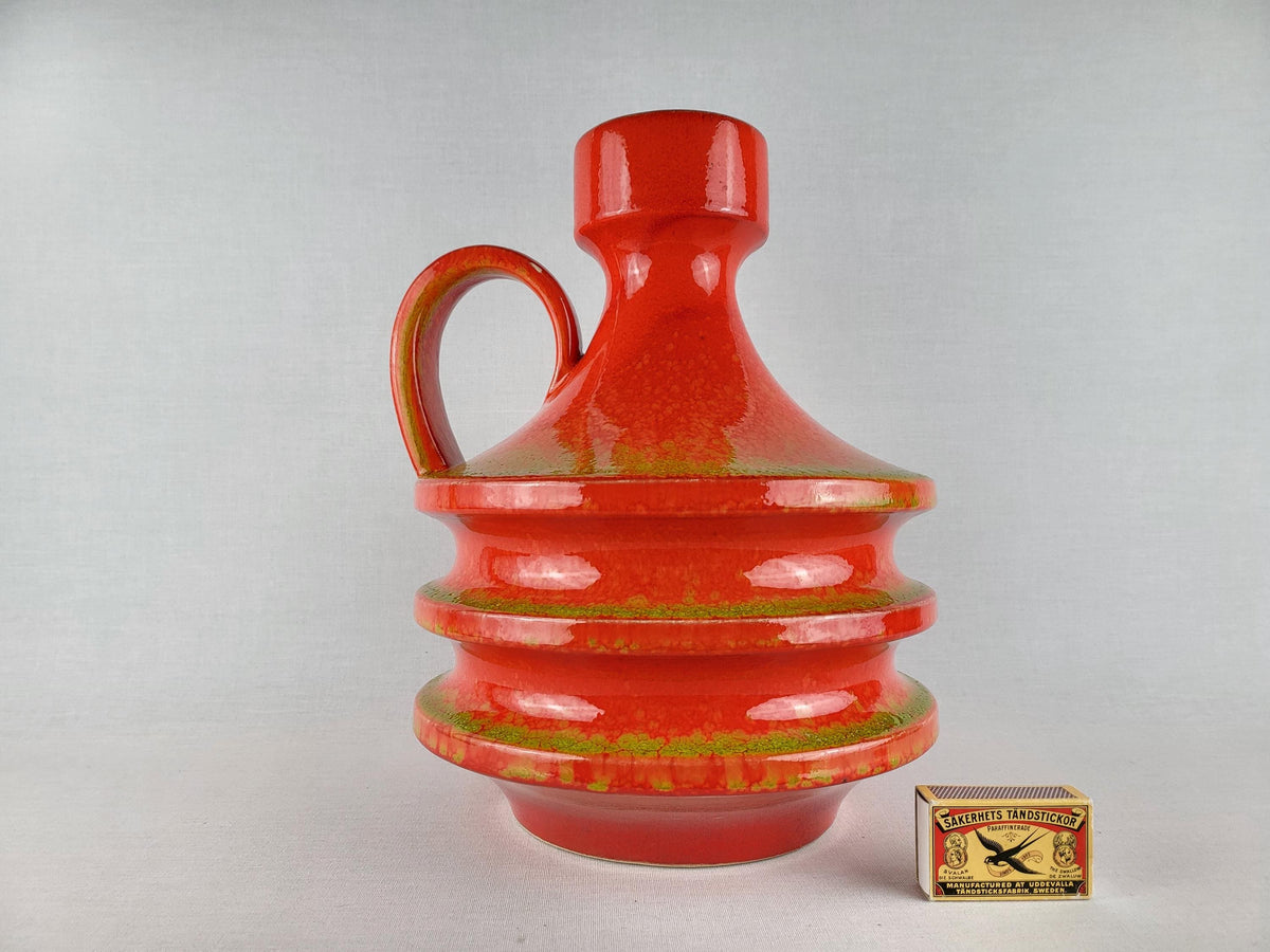 Vintage FOHR KERAMIK Reddish Orange Vase 432 30 West German Pottery 1970s