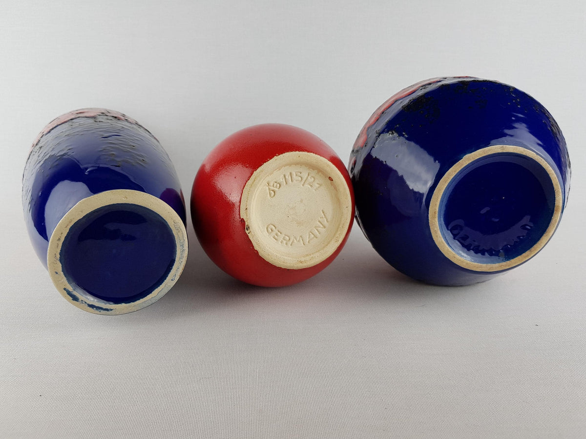 Vintage DÜMLER & BREIDEN Set of 3 Keramik Vases 1970's West German Pottery