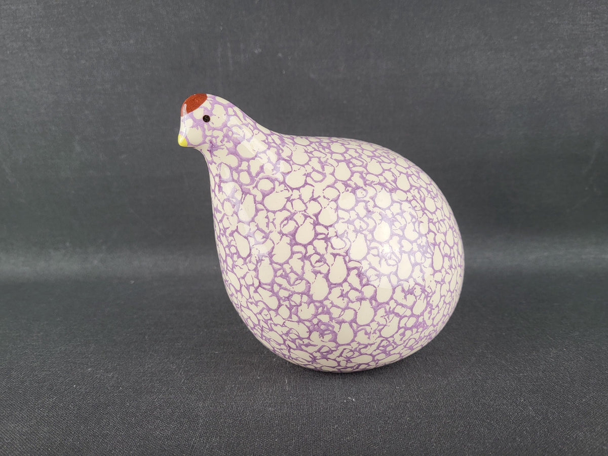 Vintage HEIDI CAILLARD La Pintade Quail White Pink Ceramic Bird Les Céramiques de Lussan France 1970's