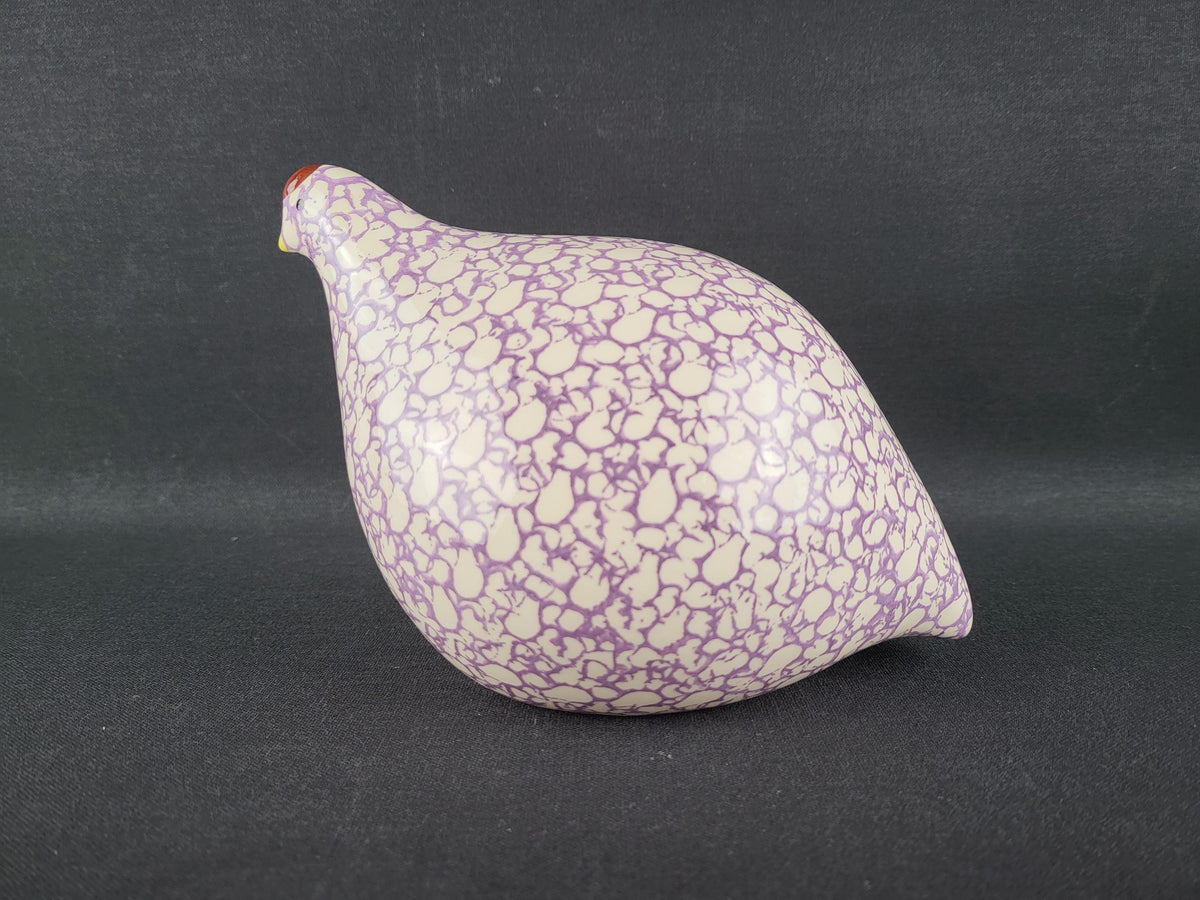 Vintage HEIDI CAILLARD La Pintade Quail White Pink Ceramic Bird Les Céramiques de Lussan France 1970's
