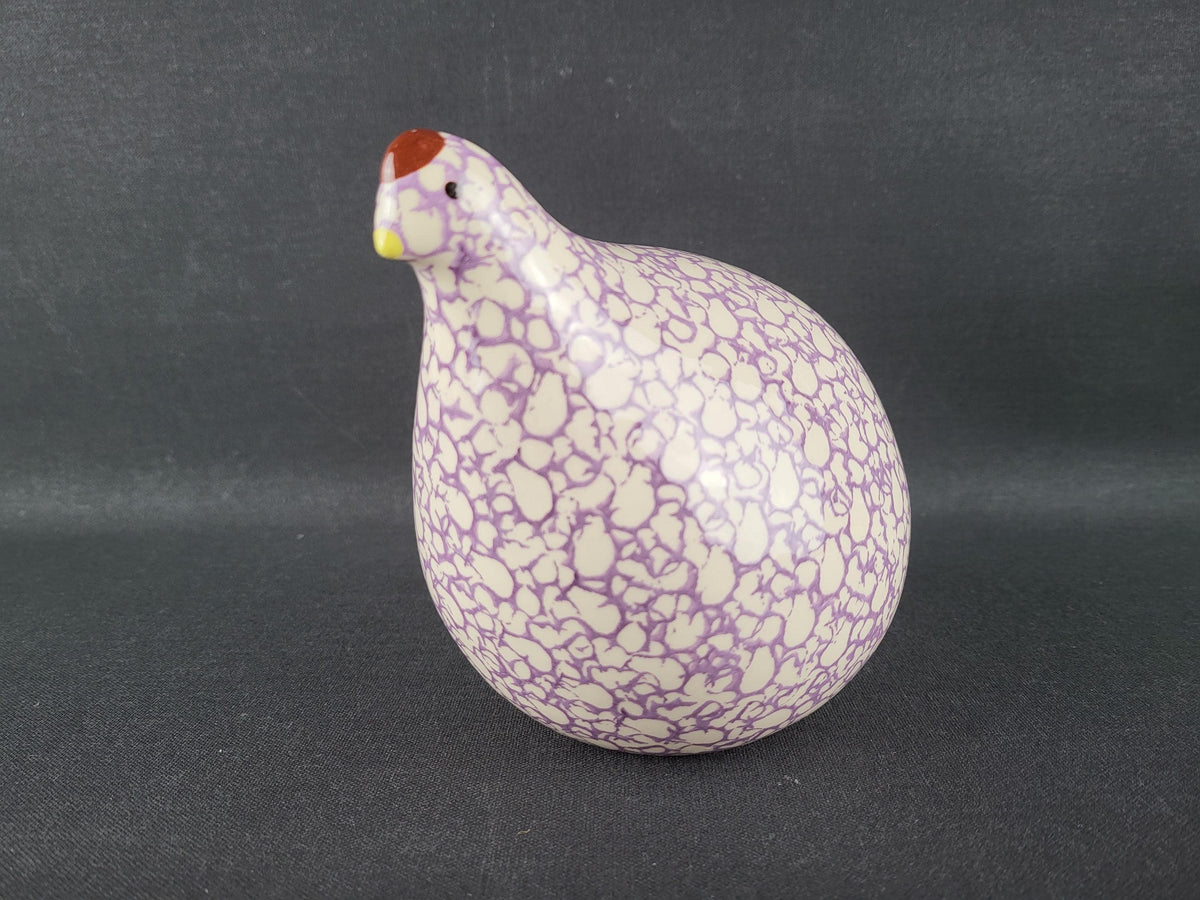 Vintage HEIDI CAILLARD La Pintade Quail White Pink Ceramic Bird Les Céramiques de Lussan France 1970's