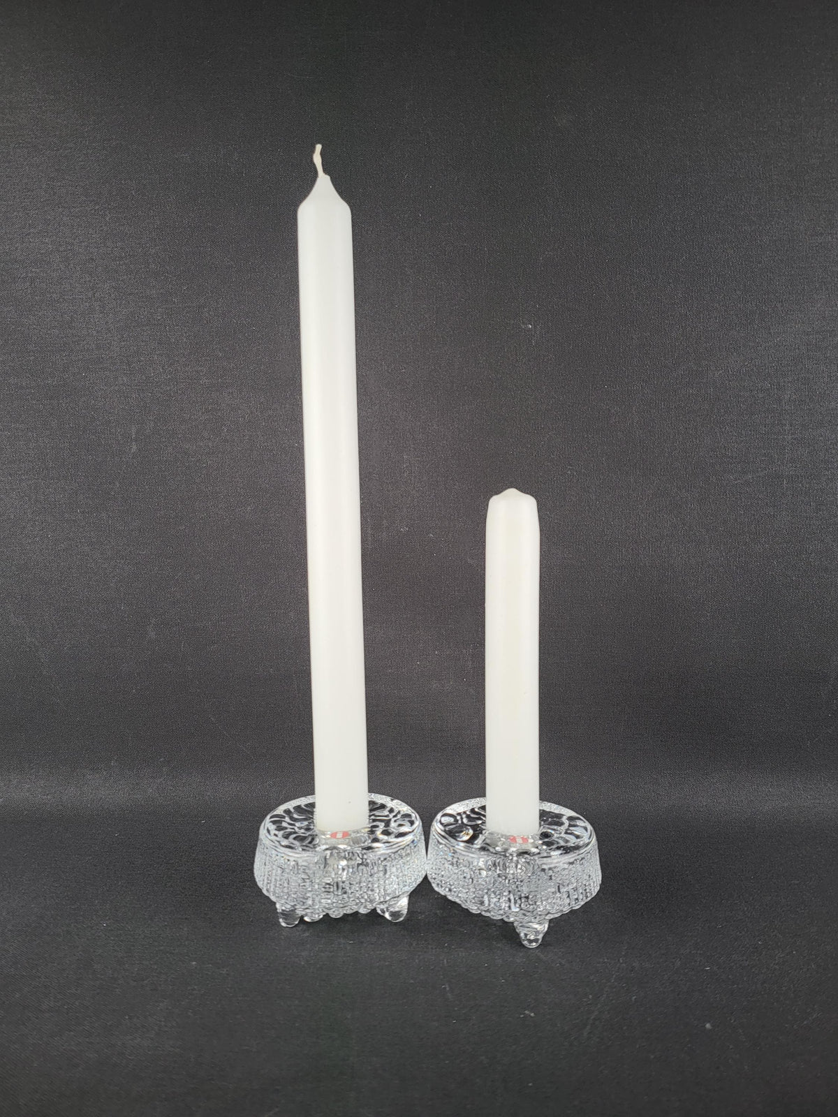 Vintage IITTALA Transparant Set of 2 Candleholders "Ultima Thule" Series By Tapio Wirkkala 1960s Finland