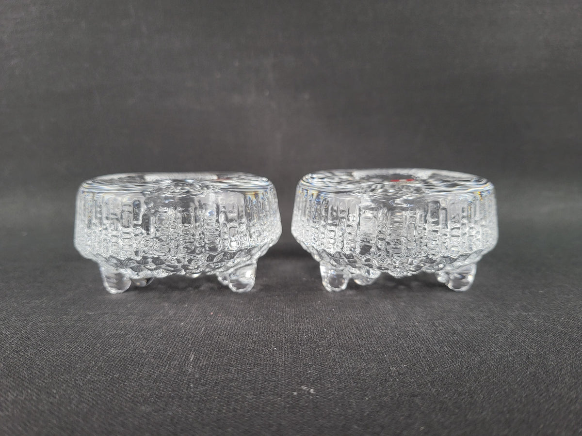 Vintage IITTALA Transparant Set of 2 Candleholders "Ultima Thule" Series By Tapio Wirkkala 1960s Finland