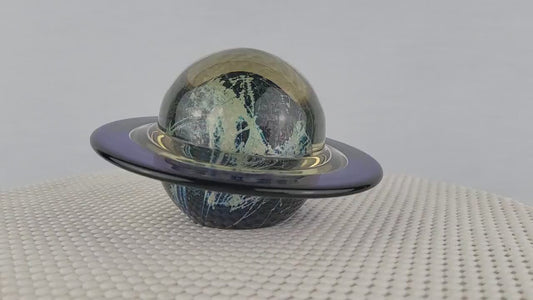 Vintage STEVEN CORREIA Saturn Art Glass Sculpture WCL 1515 Signed 1997 American Studio Glass