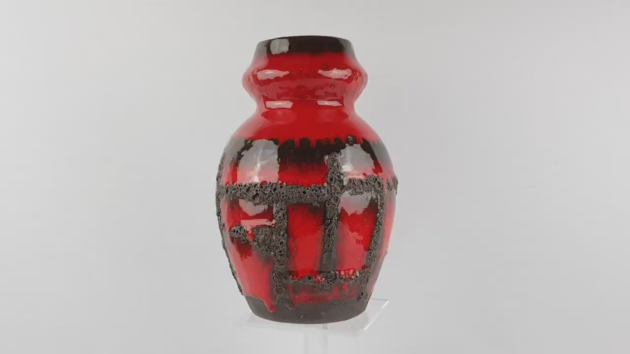 Vintage RUSCHA KERAMIK Fat Lava Vase with Costa decor 858 West German Pottery