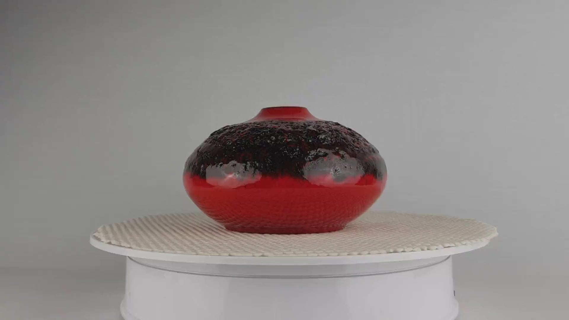 Vintage KREUTZ KERAMIK Red Fat Lava Discus Vase 426 West German Pottery 1970s
