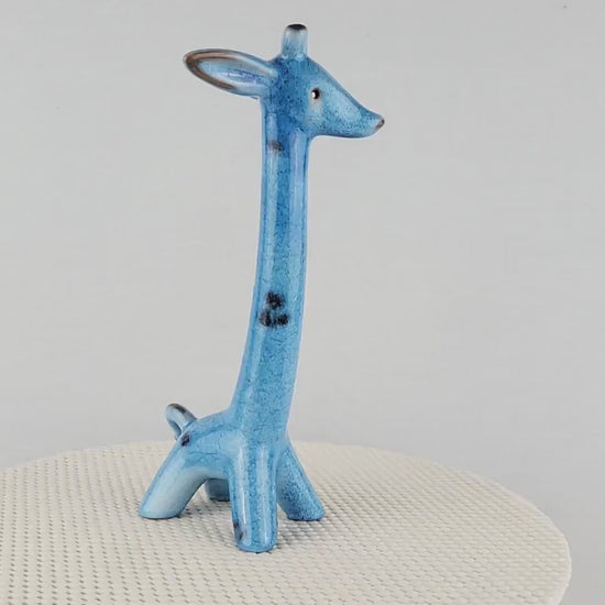 Very Rare! Vintage Walter Bosse Large Ceramic Blue Giraffe – Karlsruhe Majolika, 1955