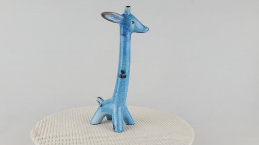Very Rare! Vintage Walter Bosse Large Ceramic Blue Giraffe – Karlsruhe Majolika, 1955