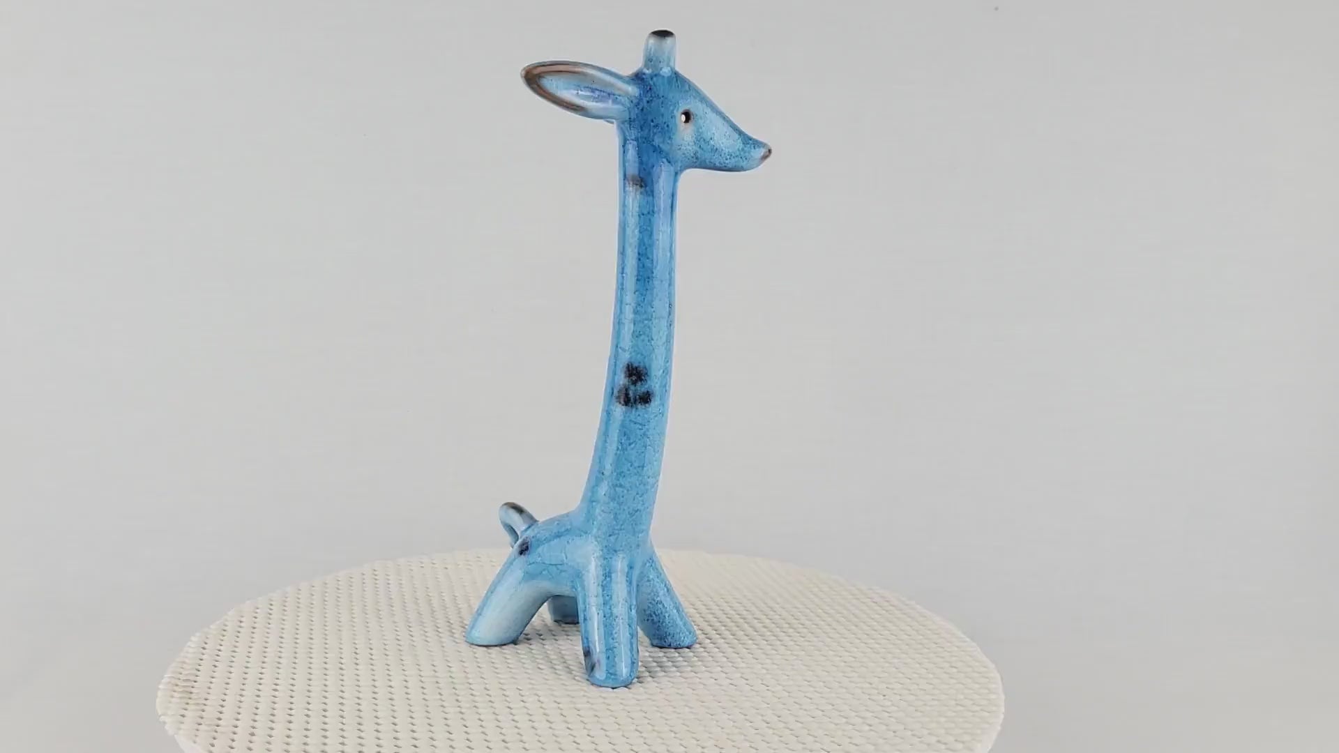 Very Rare! Vintage Walter Bosse Large Ceramic Blue Giraffe – Karlsruhe Majolika, 1955
