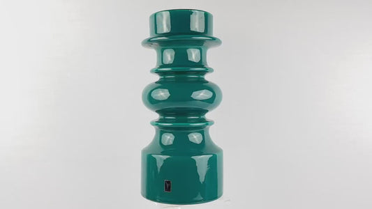 Vintage GALLO KERAMIK Green Hooped Candleholder West-Germany 1970s