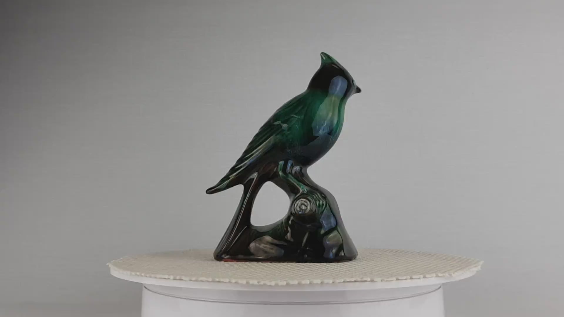 Starter Set Vintage BLUE MOUNTAIN POTTERY Green and Black Goose and Bird Figurine Canada 1960s