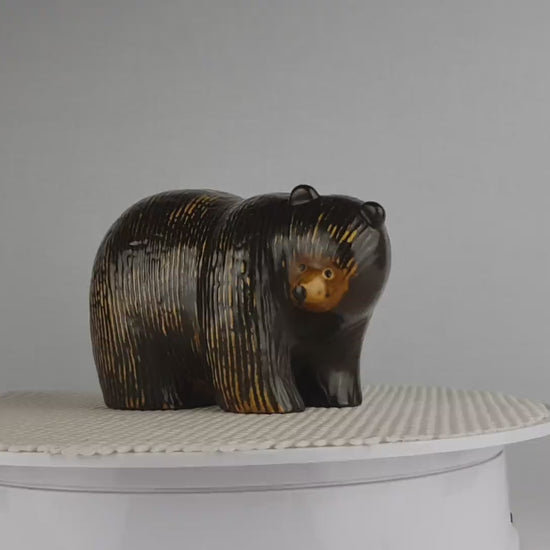Vintage LISA LARSON Ceramic Bear "Björn" from Lillskansen Series of Gustavsberg Studio Pottery Sweden 1977s