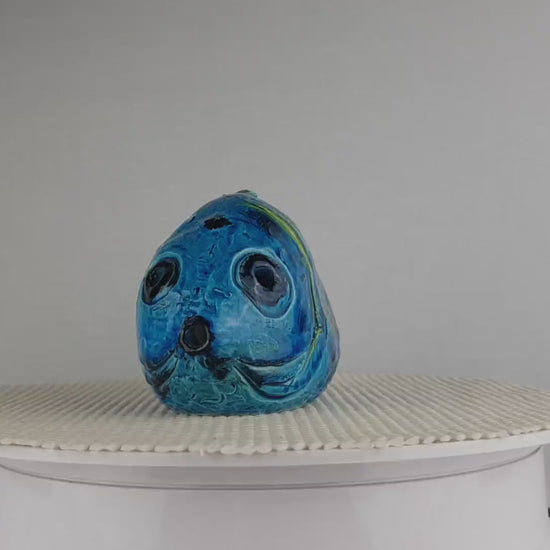 RARE Vintage BITOSSI Fish with Rimini Blu by Aldo Londi - Italian Pottery, 1960s