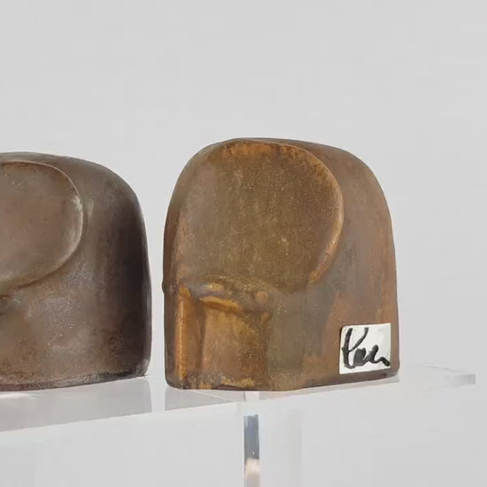 Vintage Elephant Duo Pair SCHAFFENACKER Studio Art Pottery West Germany 60s 70s