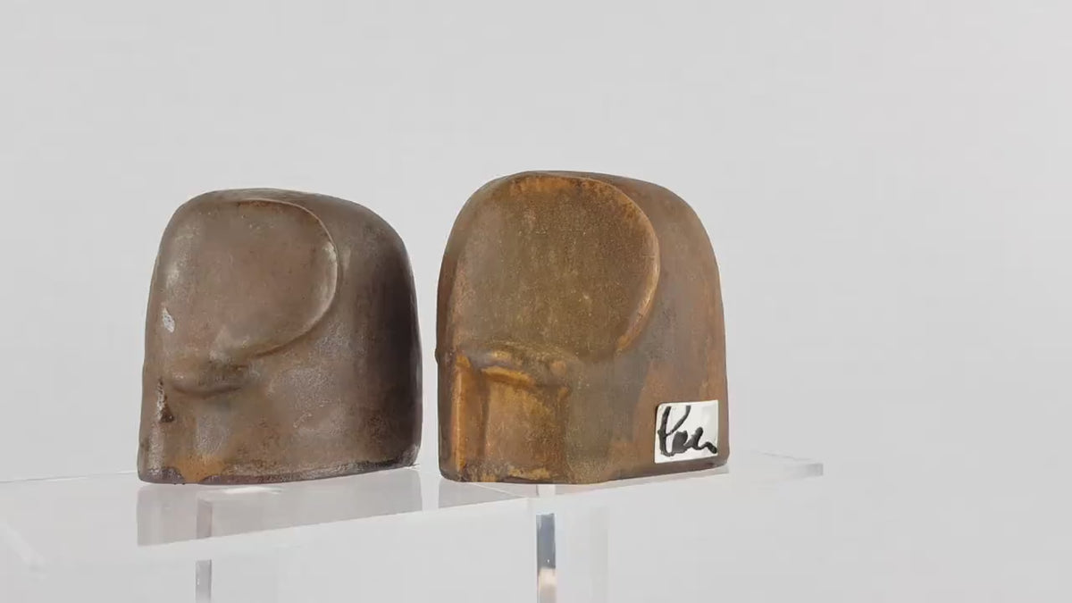Vintage Elephant Duo Pair SCHAFFENACKER Studio Art Pottery West Germany 60s 70s