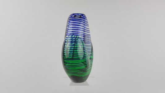 Vintage JAROSLAV SVOBODA Czech Republic Striped Art Glass Vase Studio Vase 1980-1990