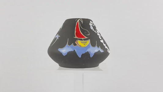 Vintage KETO KERAMIK Black Handpainted Vase 1002 West German Pottery 1950-60s