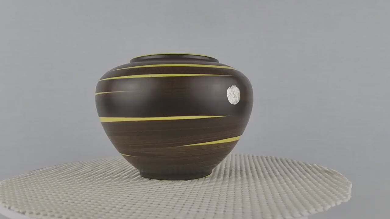 Vintage ILKRA EDEL KERAMIK Vase with KAIR0 decor 202/11 West German Pottery 1956s