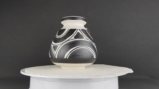 Vintage SCHLOSSBERG KERAMIK Black and White Vase 72 15 West German Pottery 1970's