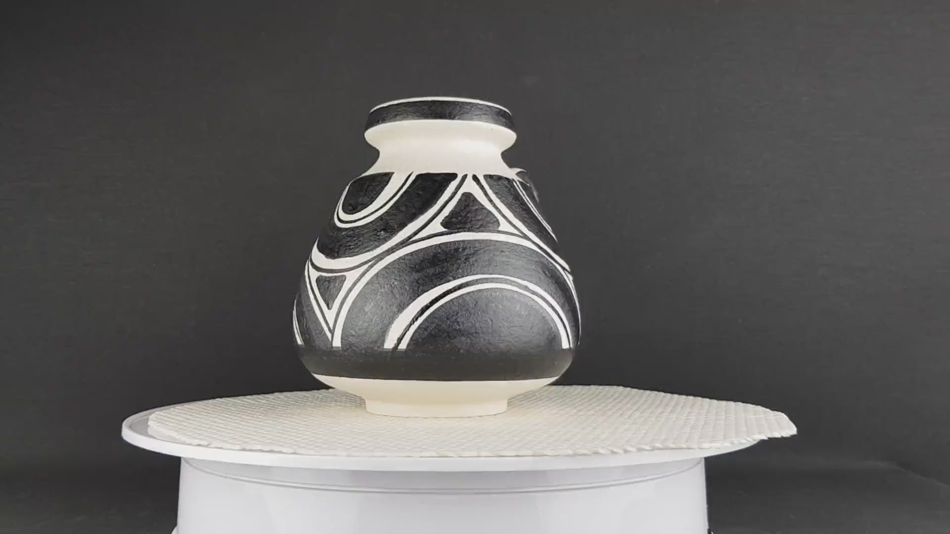 Vintage SCHLOSSBERG KERAMIK Black and White Vase 72 15 West German Pottery 1970's