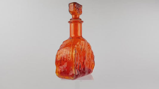 Vintage Italian Orange Glass Decanter with Stopper - Empoli Glass 1960s-1970s