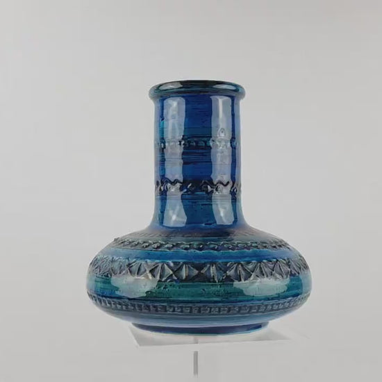 Vintage STUDIO 4 Blue Italian Pottery Vase Bitossi Rimini Blue Style